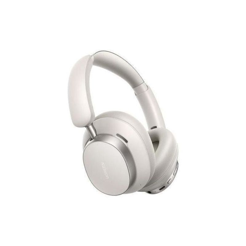 White over-ear headphones on a white background