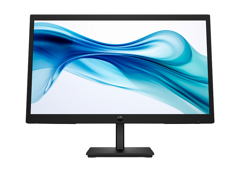 Black HP Series 3 Pro 21.45" FHD Monitor - 9U5A2AAwith blue and white abstract design on screen against a white background