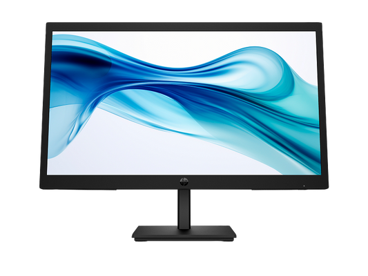 Black HP Series 3 Pro 21.45" FHD Monitor - 9U5A2AAwith blue and white abstract design on screen against a white background