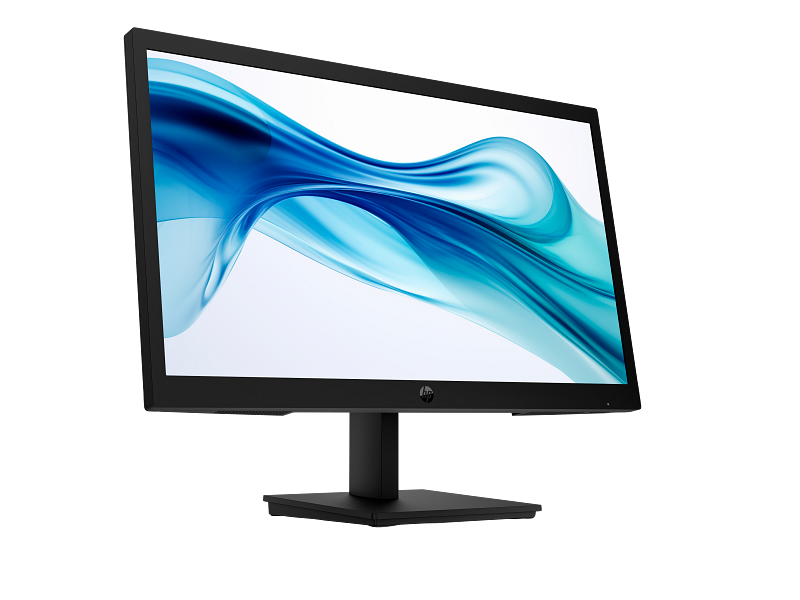 HP Series 3 Pro 21.45" FHD Monitor - 9U5A2AA with a blue and white abstract design on the screen, on a white background