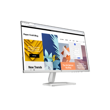 Computer monitor displaying a web page on a white background