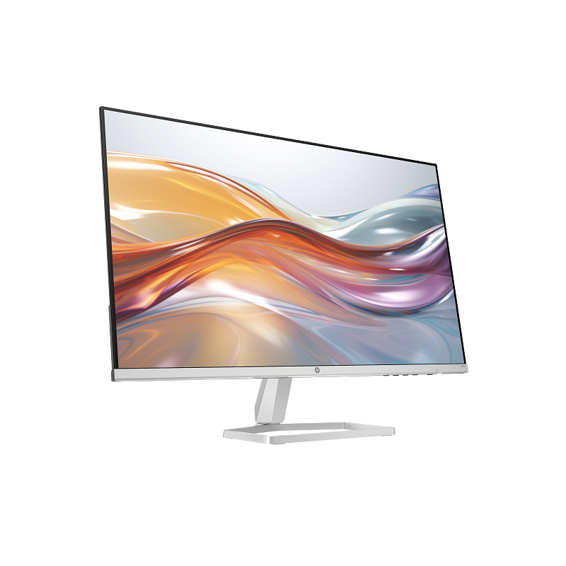 Computer monitor with colorful display on a white background