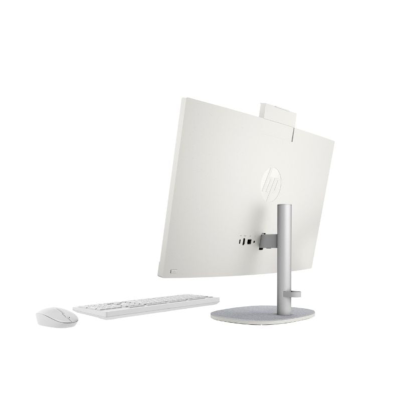 White computer monitor with keyboard and mouse on a white background