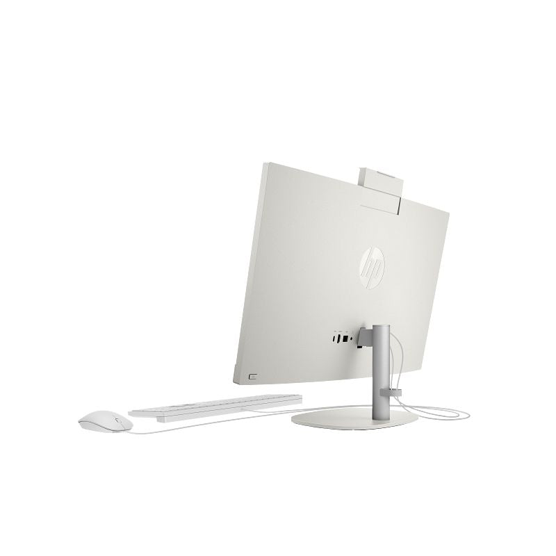 White computer monitor with keyboard and mouse on a white background
