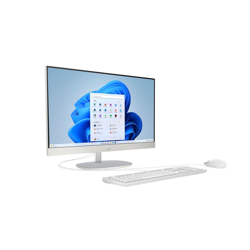 Computer monitor with keyboard and mouse on a white background