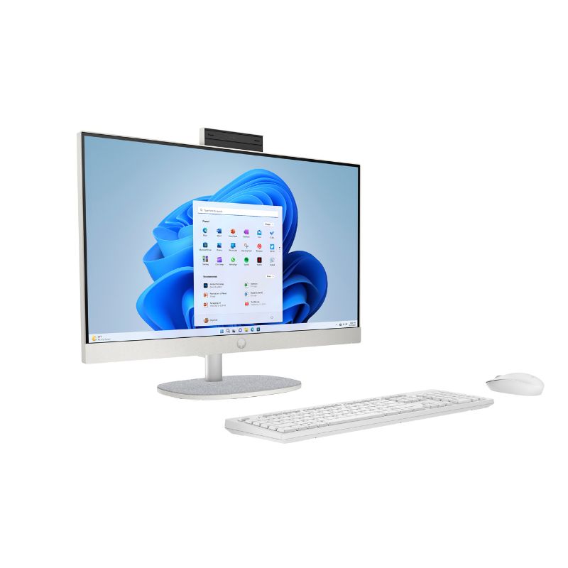 Computer monitor with keyboard and mouse on a white background