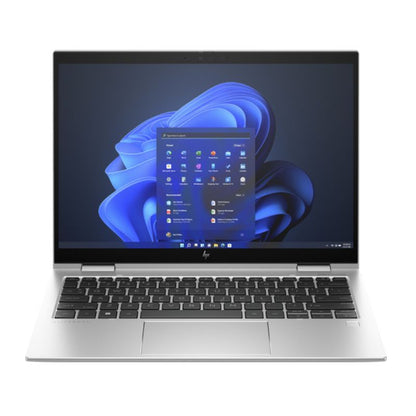 Open laptop with HP logo on a white background
