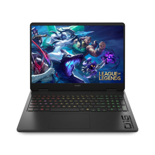 Laptop displaying 'League of Legends' game on a white background