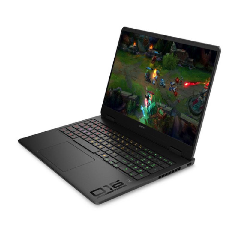 Gaming laptop with a colorful display on a white background