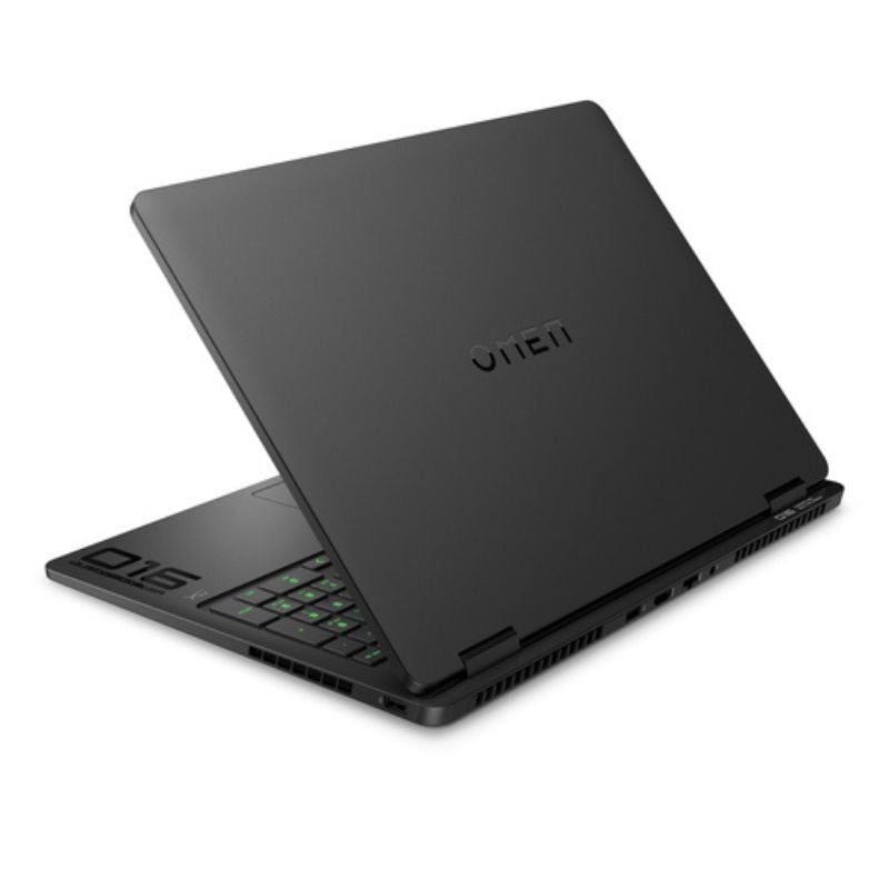 Black laptop with 'Omen' branding on a white background