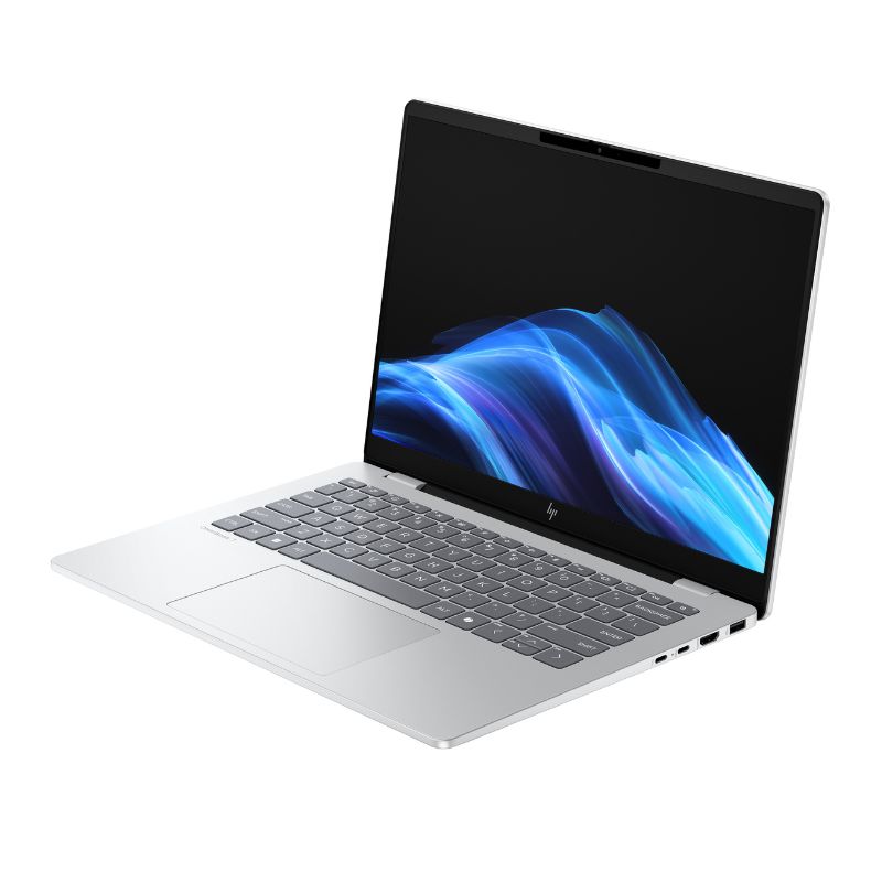 Open laptop with a colorful display on a white background