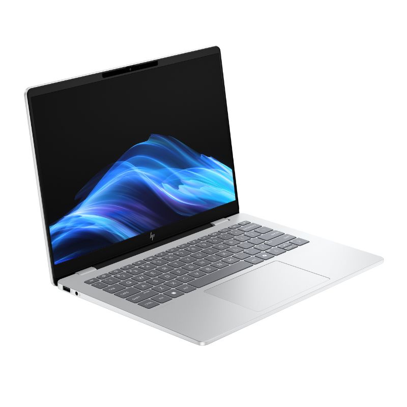 Laptop with a colorful display on a white background