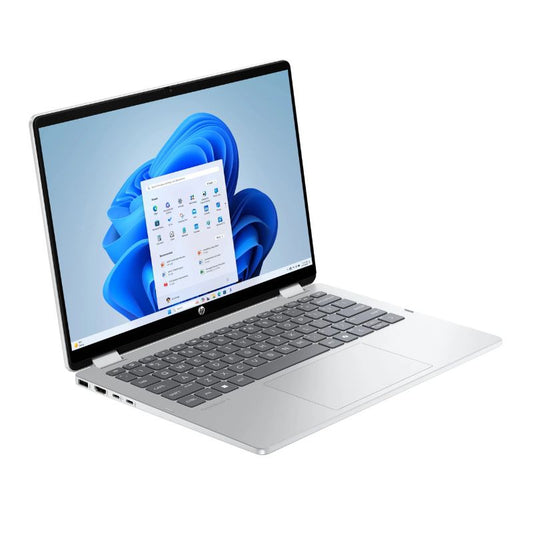 Laptop with a blue flower and desktop screen on a white background