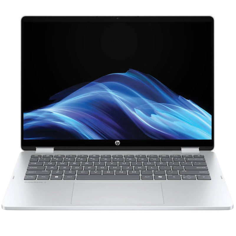 Laptop with a colorful display on a white background