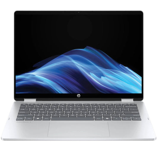 Laptop with a colorful display on a white background
