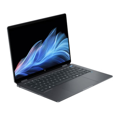 Laptop with a colorful display on a white background