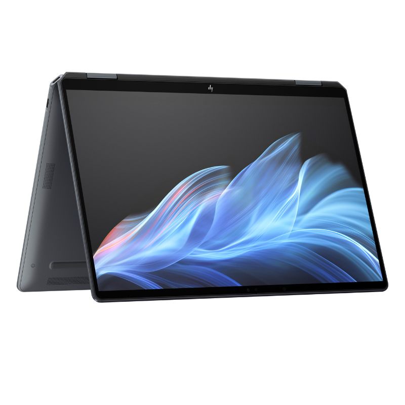 Laptop with a colorful display on a white background