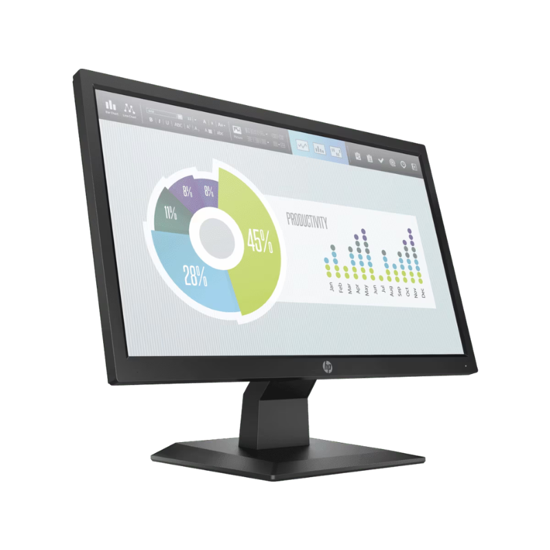 Computer monitor displaying a pie chart on a white background