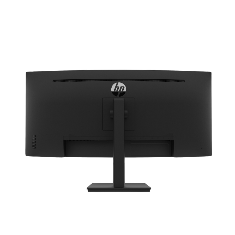 Black HP monitor on a white background