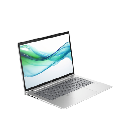 Laptop with a colorful display on a white background