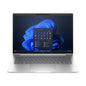 Laptop with a blue abstract wallpaper on the screen