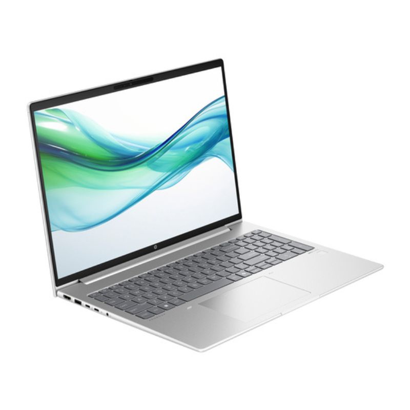 Open laptop with a colorful display on a white background