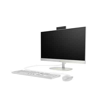 Computer monitor with keyboard and mouse on a white background