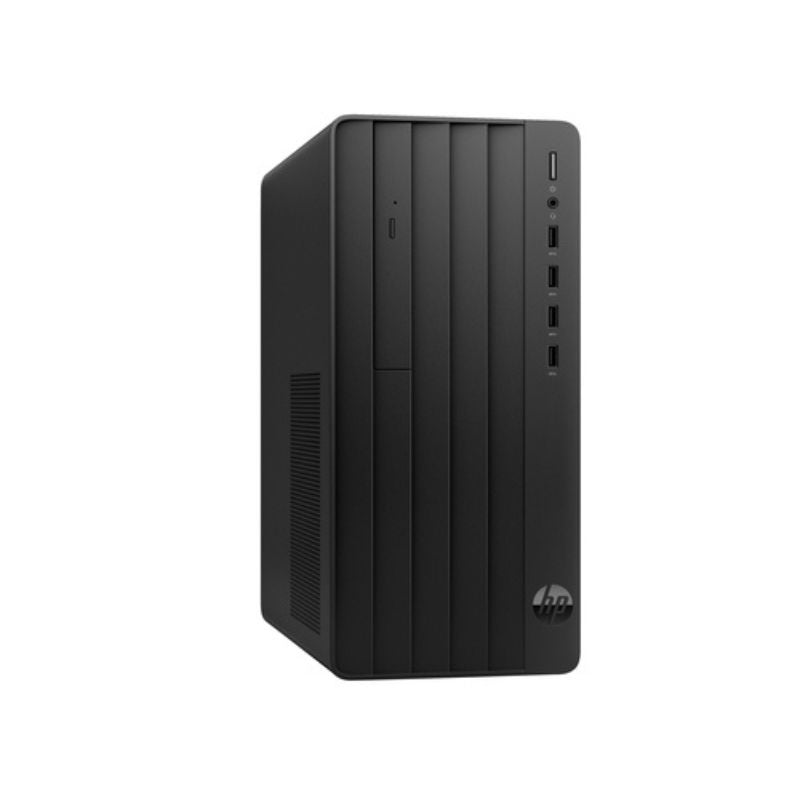 Black computer tower on a white background