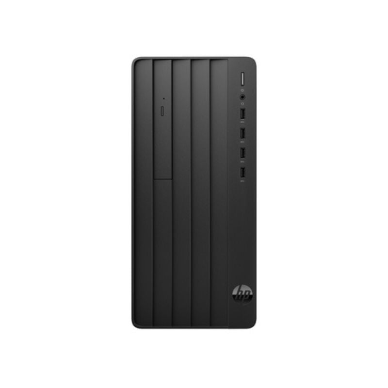 Black computer tower on a white background