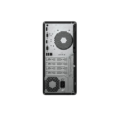 Back view of HP Pro Tower 290 G9 Core i7 12th Gen 8GB RAM 512GB SSD with multiple ports and fans on a white background