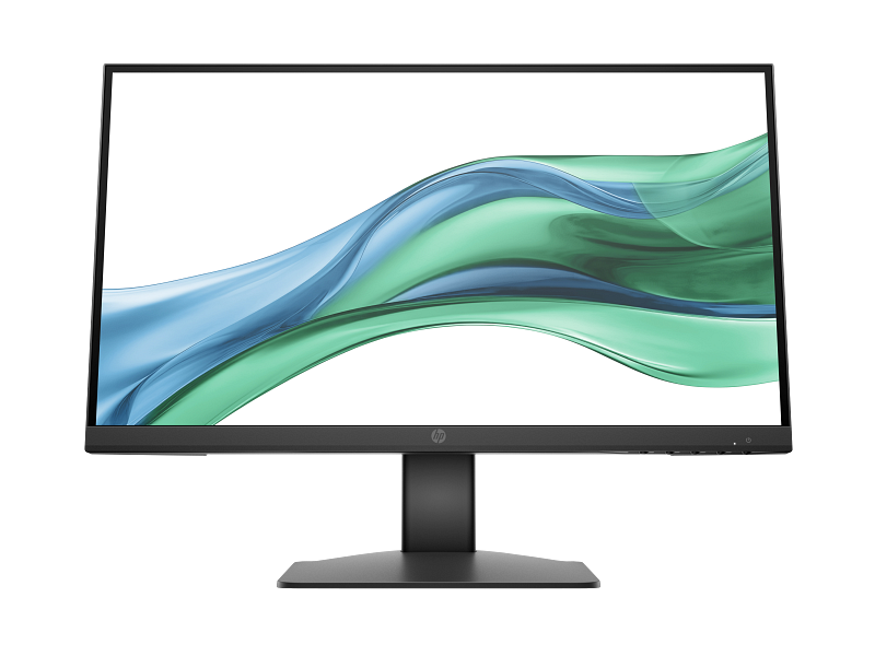 Computer monitor with a colorful display on a white background