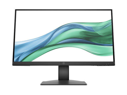 Computer monitor with a colorful display on a white background