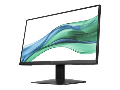Computer monitor with a colorful display on a white background
