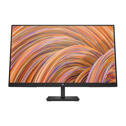 Computer monitor with a colorful abstract display on a white background