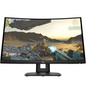 Gaming monitor displaying a first-person shooter game with a mountainous landscape and alien architecture.