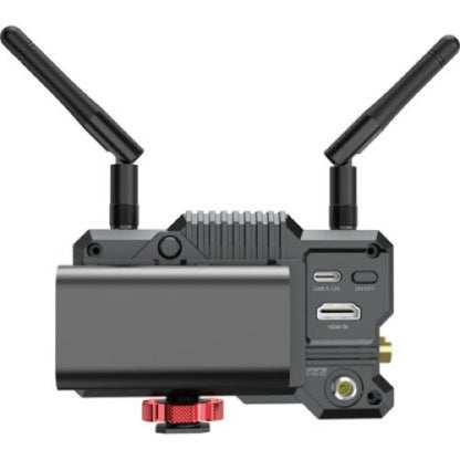 Black electronic device with antennas on a white background