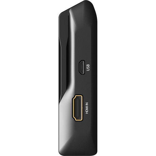 Black Hollyland Mars X 1080p HDMI Wireless Video Transmitter
with USB and HDMI ports on a white background