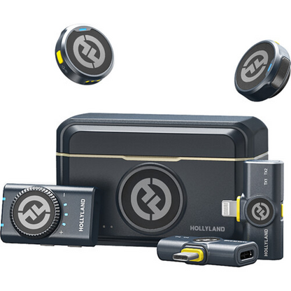 Hollyland audio equipment set on a white background