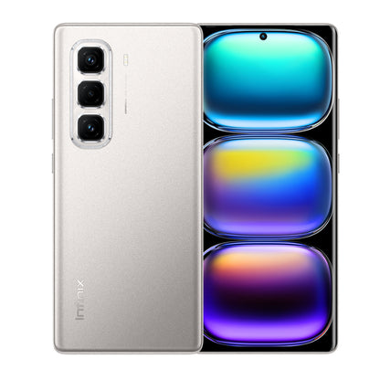 Smartphone with reflective glass back on a white background