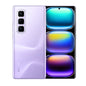 Smartphone with a reflective, multicolored back design on a white background