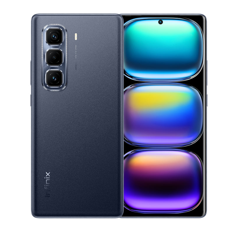 Smartphone with reflective glass back on a white background