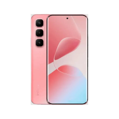 Smartphone with pink back and gradient front on a white background