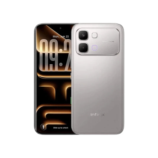 Smartphone with front and back views on a white background