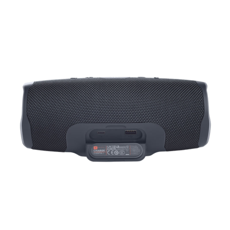 Black portable speaker on a white background