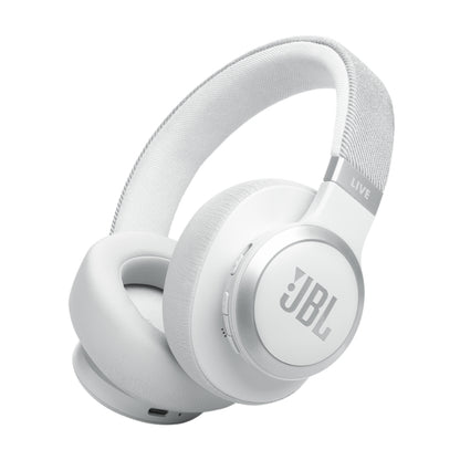 White JBL headphones on a white background