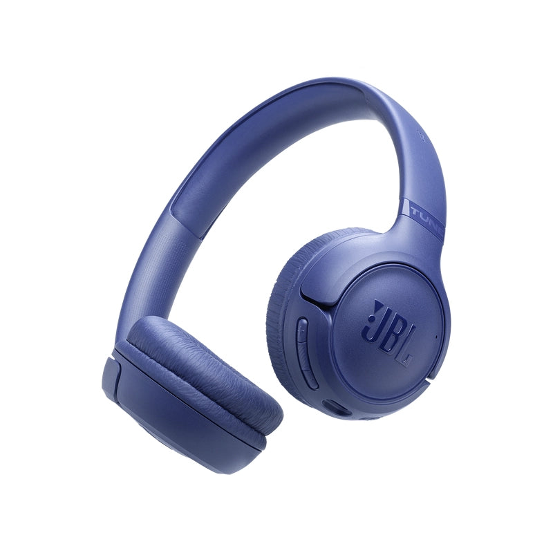 Blue headphones with JBL logo on a white background
