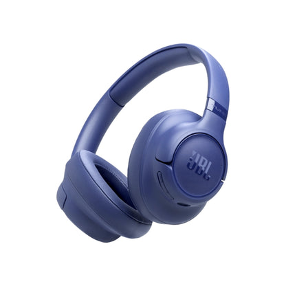 Blue JBL headphones on a white background