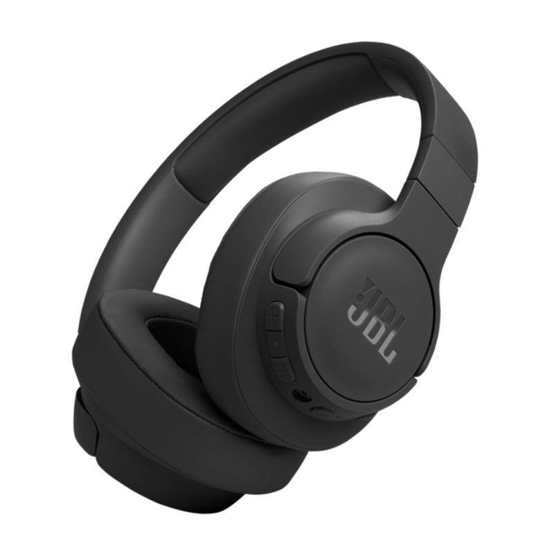 Black JBL headphones on a white background