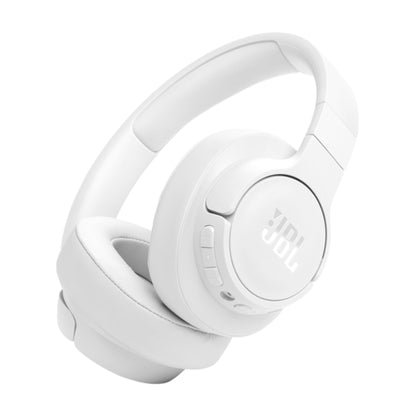 White headphones with JBL logo on a white background