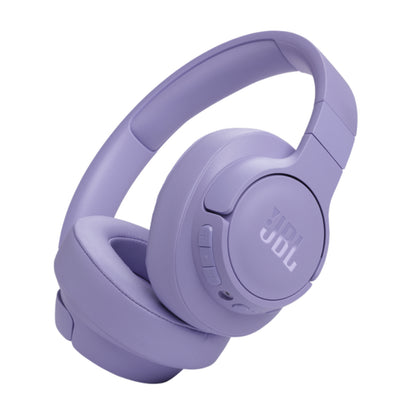 Purple headphones with JBL logo on a white background